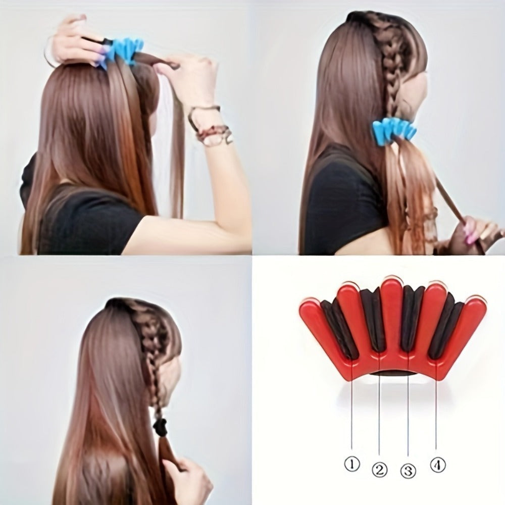 51-Piece Hair Styling Tool Set Braiding Kit with Clips Donut Bun Maker Hair Pins Curlers Braid Accessories for Women Bridal W