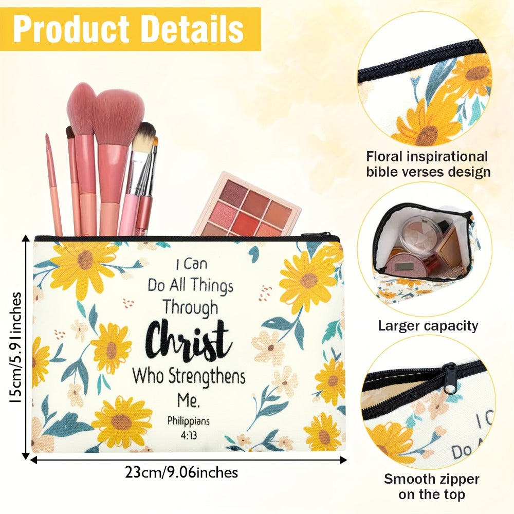 Thirty-Piece Bible Verse Makeup Bag Set with Mixed Printed Designs, 23 x 15cm Pouches and Black Zippers — image 3