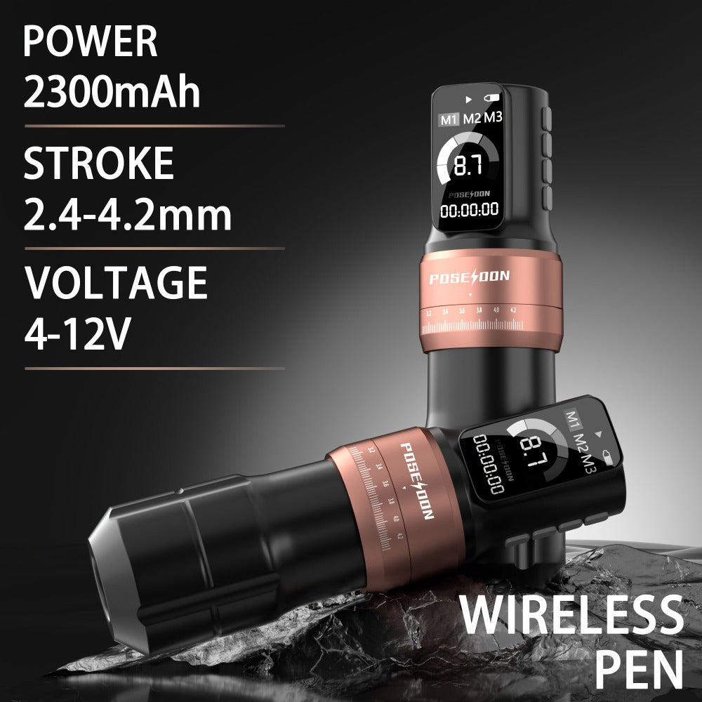 POSEIDON ZH03 Tattoo Kit with 2300mAh Adjustable-Stroke Pen, USB-C Charging, 20 Cartridges and 11 Inks — image 2