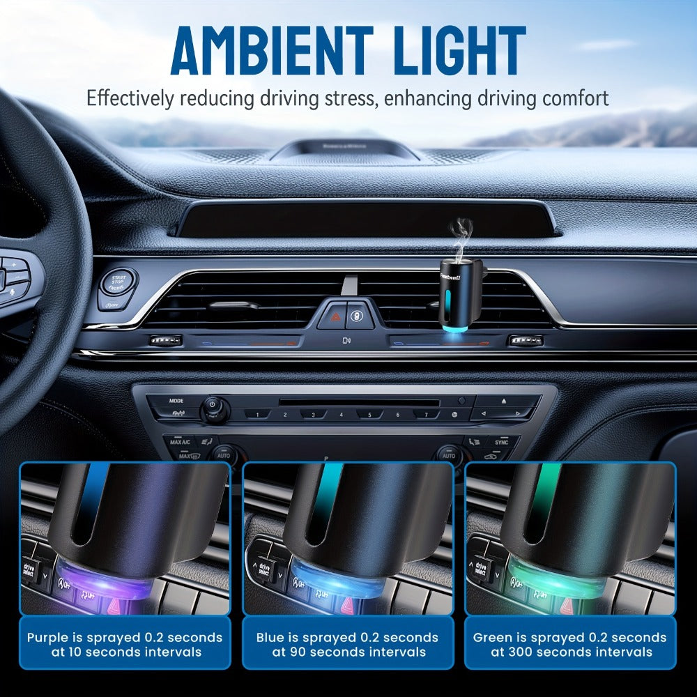 Car Essential Oil Diffuser – USB Aromatherapy Air Freshener with 3 Adjustable Mist Modes, Humidifier & Fragrance Diffuser for