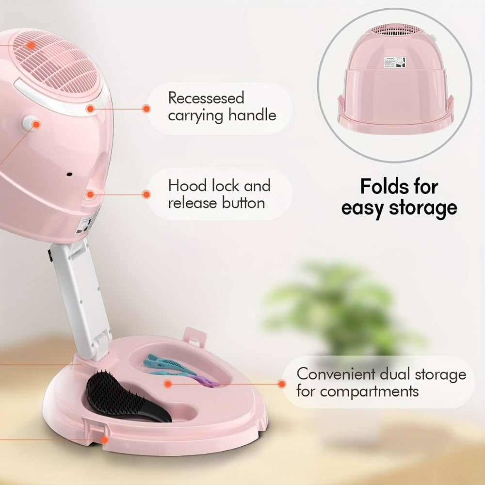 1875W Ionic Hooded Hair Dryer Bonnet Sit Under Hair Dryer for Women 3 Heat Settings, for Home, Travel and Salon Hair Styling 