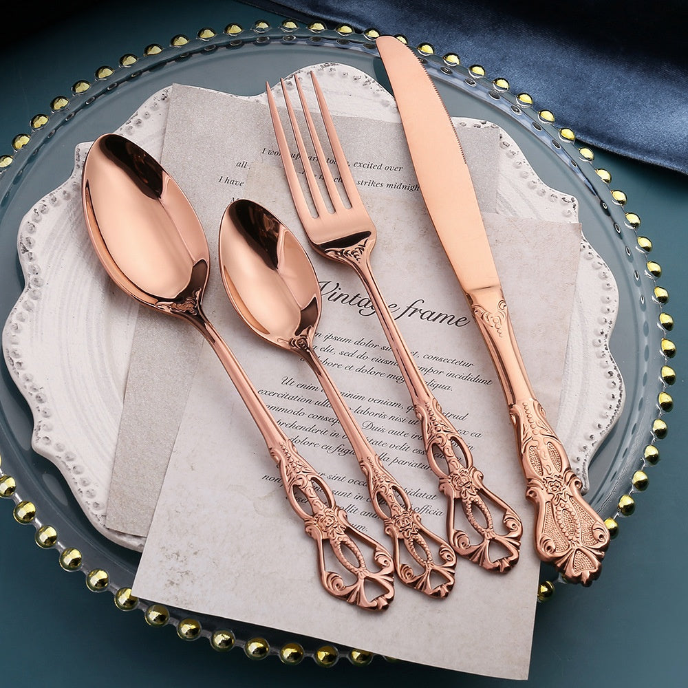 European Pattern Stainless Steel Empaistic Tableware Set