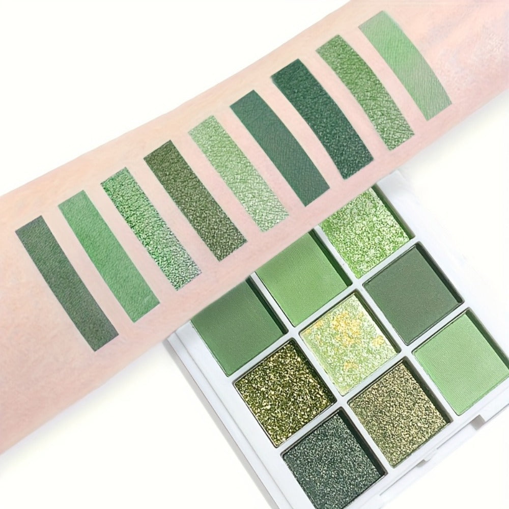 Eyeshadow Palette JUJU DREAM 9-Shade Green Compact with Avocado-Forest Color Theme and Matte-Shimmer Mix — image 3