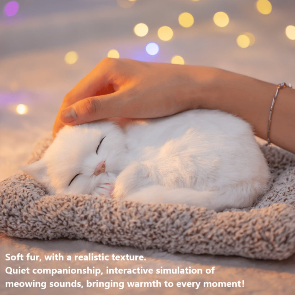 Plush Toy Realistic Sleeping Cat with Meow Sound in Four Coat Patterns for Desk or Room Display — image 3