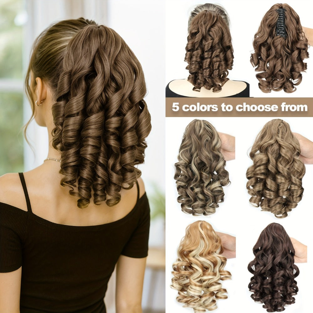 Hair Extensions Curly-Wave 14-Inch Synthetic Ponytail with Claw Clip and Four Color Style Options — image 3