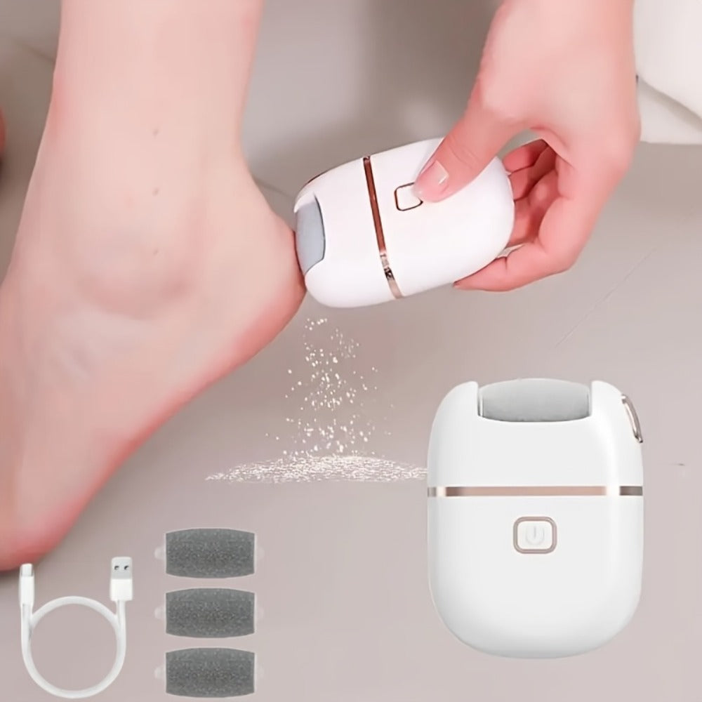 Rechargeable Electric Foot File with Two or Three Roller Heads in White Standard or Pink Upgraded Checkout — image 2