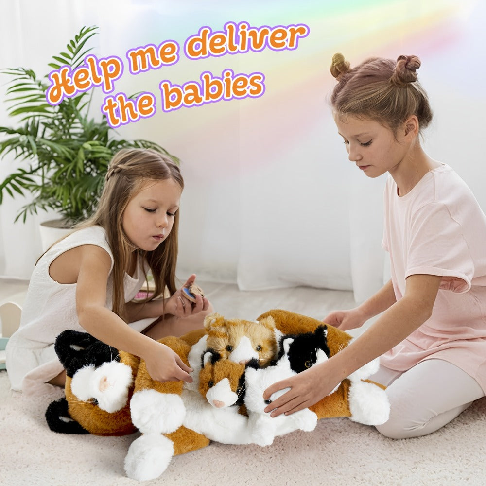 Stuffed Animal Mommy Cat Set with Four Baby Kittens, Five-Piece Family Design and Soft Fabric — image 6