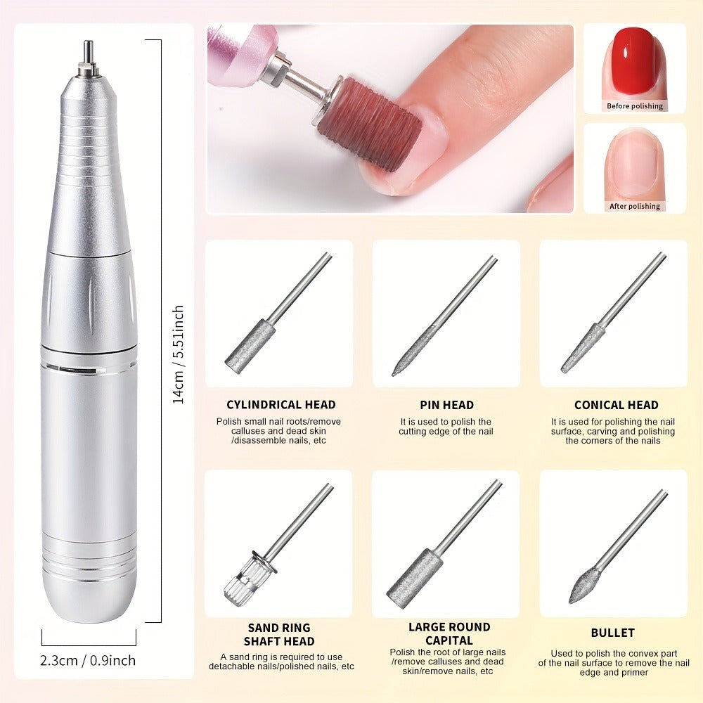 Electric Nail Drill 45000 RPM Rechargeable Kit with LCD Display and White or Golden Color Options — image 8