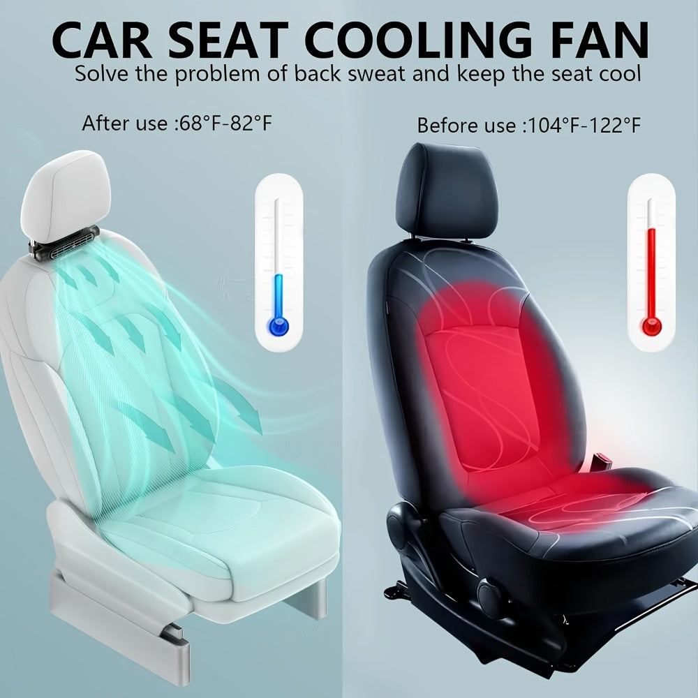 Bladeless Car USB Fan – 3-Speed Silent Cooling, Fits All Vehicles, Car Seat Fan with USB Charging Cable, Black & White — imag