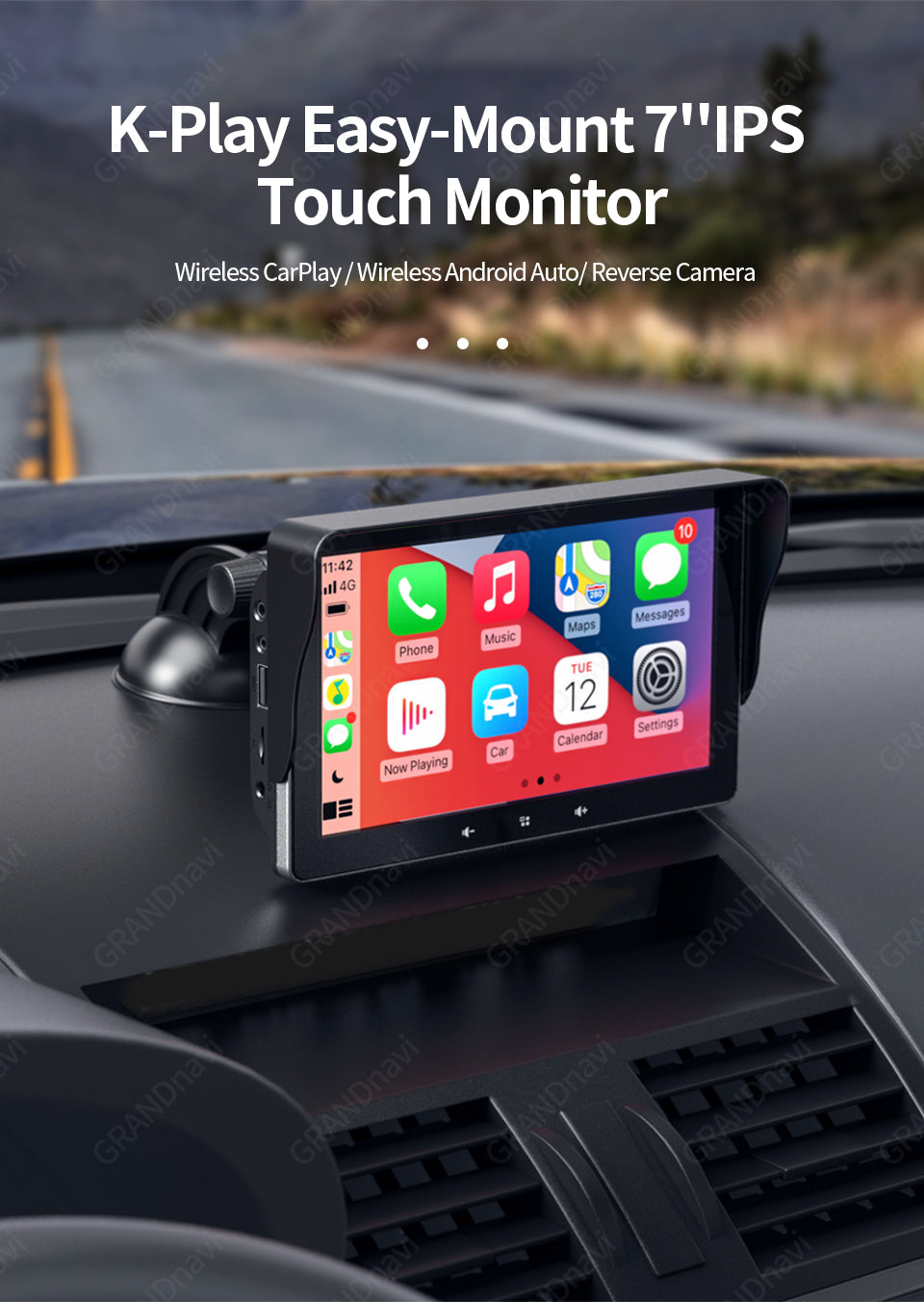 7 Car Wireless CarPlay Display Cigarette Lighter Interface Suction Cup Universal