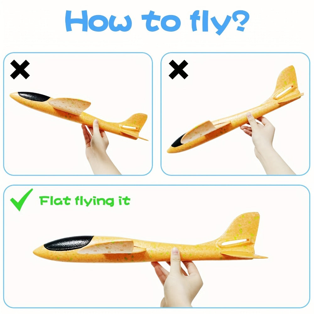 Foam Glider Airplane Toy for Kids, 17.5 Inch Large Throwing Foam Plane with 2 Flying Modes, 4 or 6 Pack — image 6