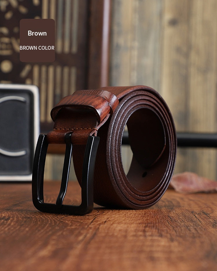 Men's Alloy Pin-buckle Belt With Top-layer Cowhidenew Casual Style