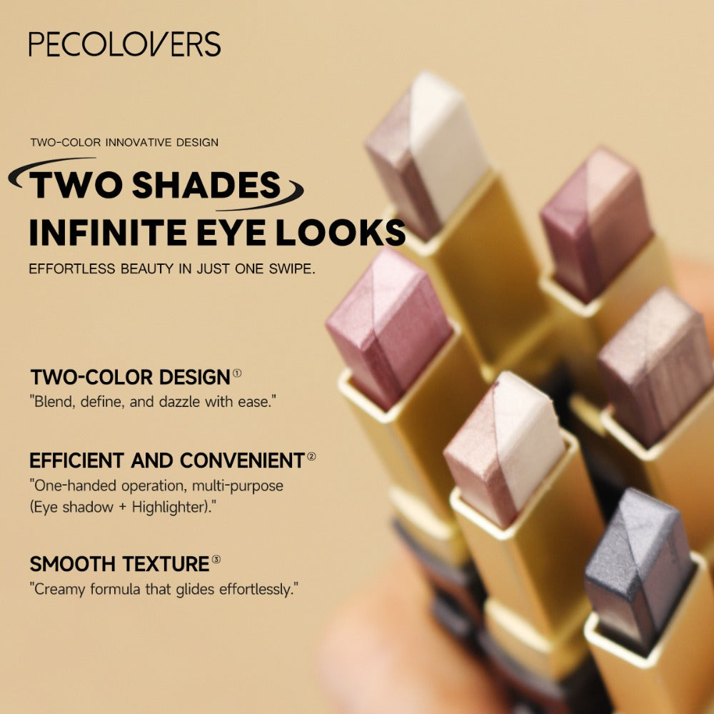 Glitter Eyeshadow Stick Pencil Set 6pcs Double Color Gradient Shimmer Metallic Waterproof, for Makeup, Travel and Everyday Va