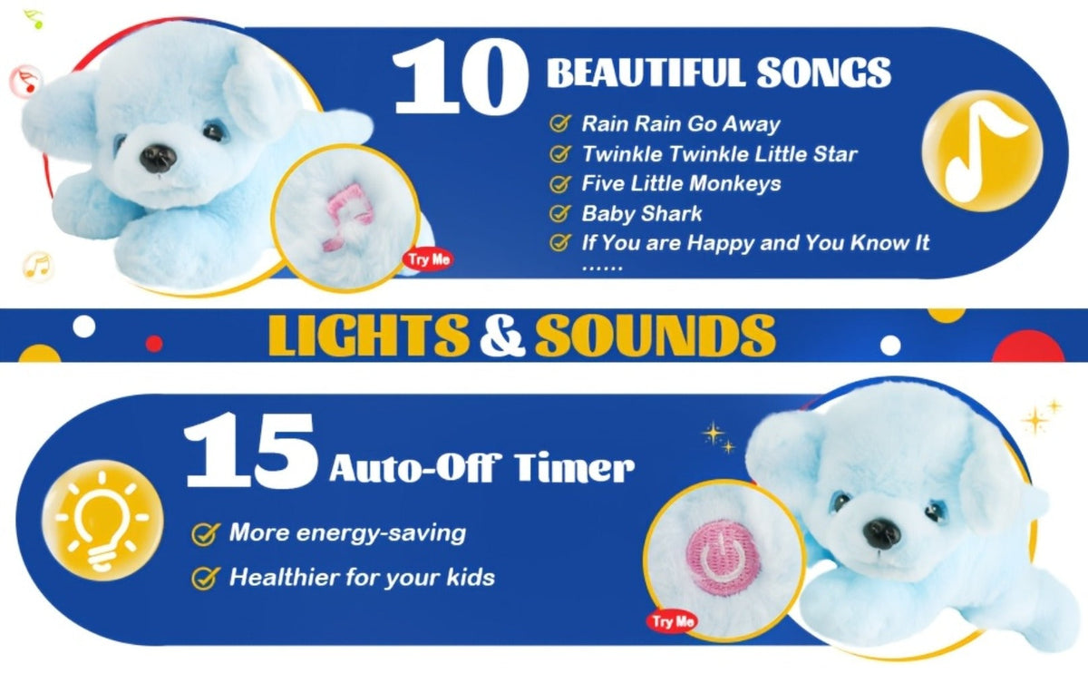 Plush Toy Blue Puppy with Light-Up Body and Music for Colorful Interactive Room Display and Gifting — image 9