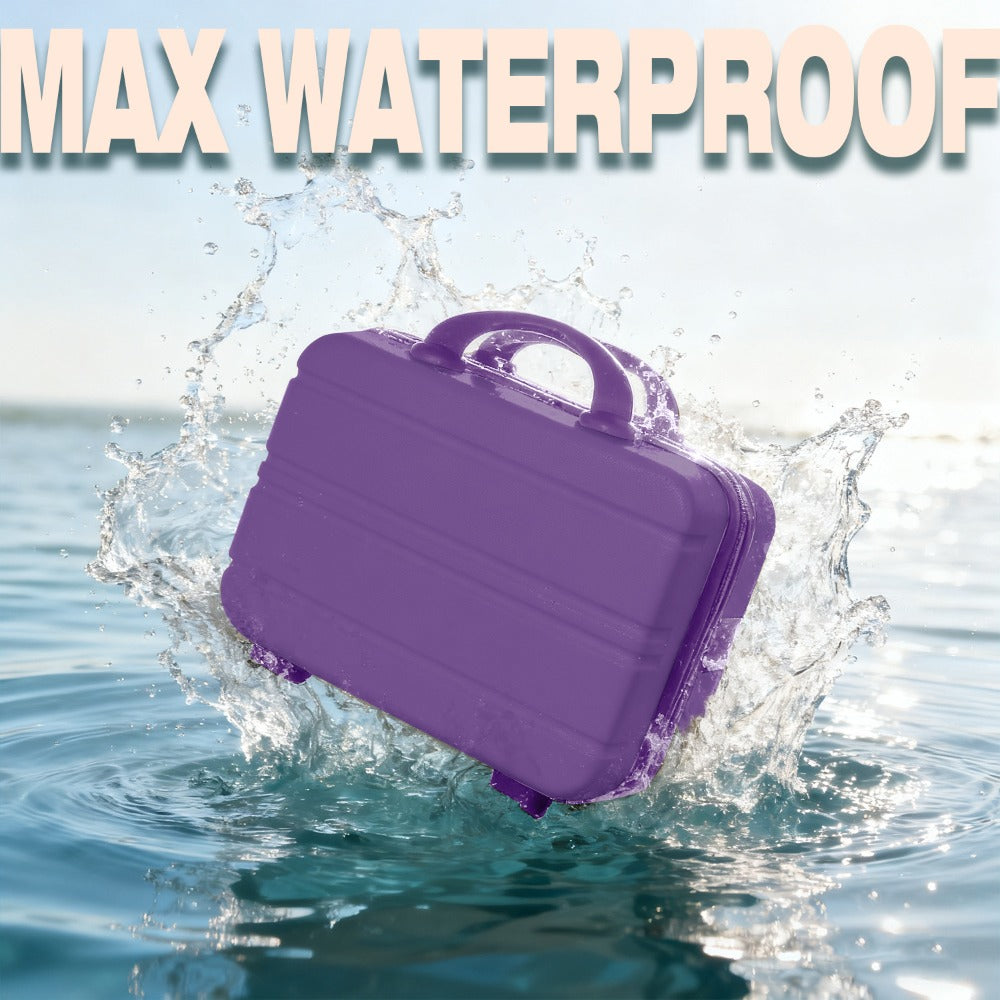 Hard Shell Makeup Travel Case Waterproof Pressure-Proof Portable Cosmetic Suitcase with Elastic Band Luggage Attachment Carry