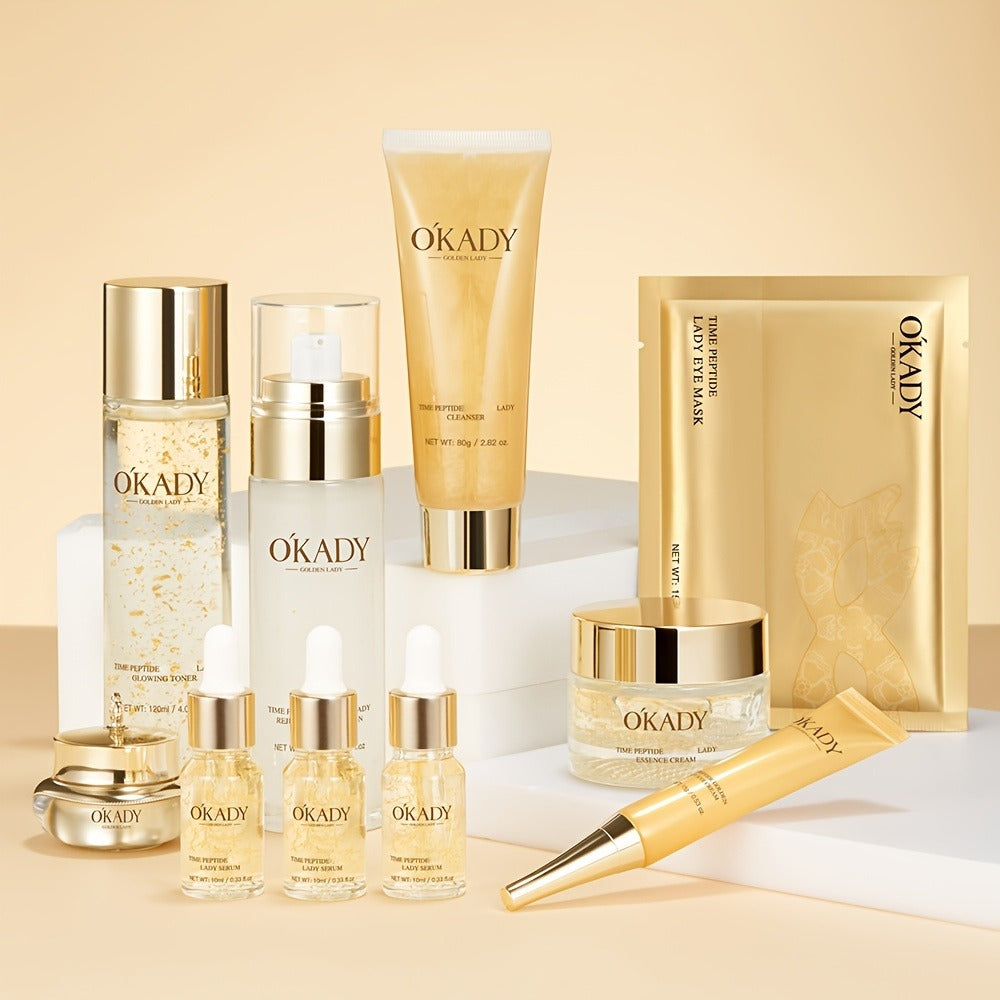 Skin Care Set for Women 24K Gold Polypeptide Complete Day & Night Routine Peptide Face Care Kit All Skin Types Luxury Gift Se