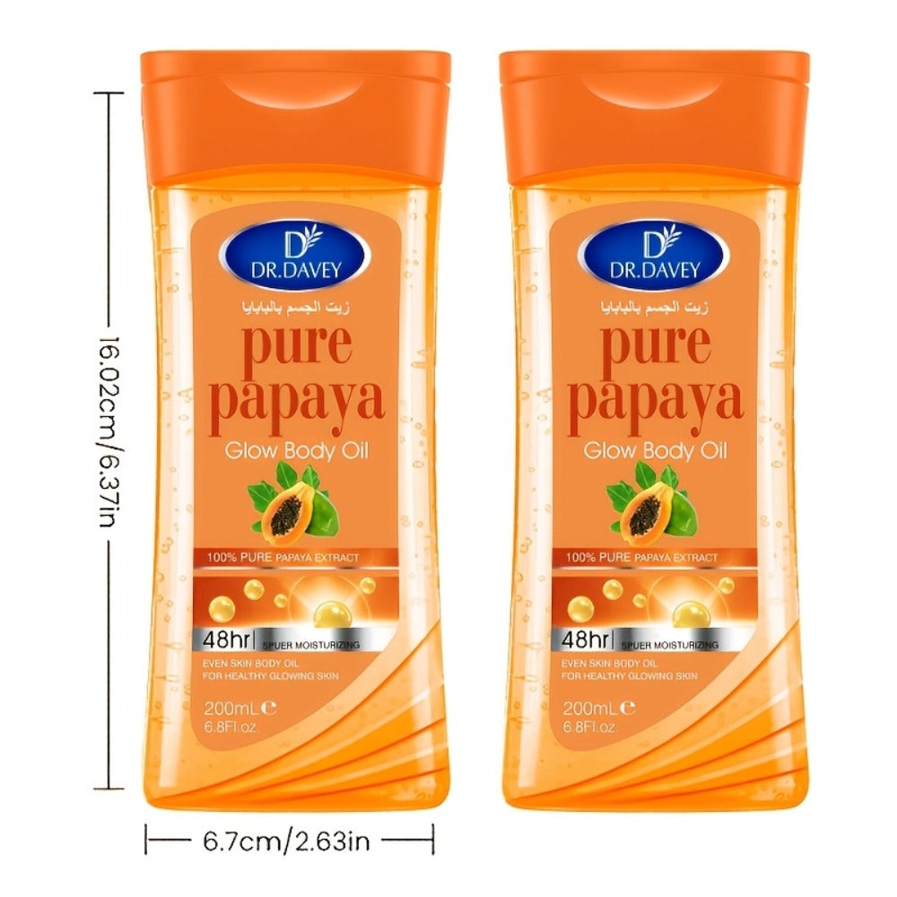 Papaya Glow Body Oil, Two-Piece Set of 200ml Flip-Top Bottles with Coordinated Orange Labels — image 5