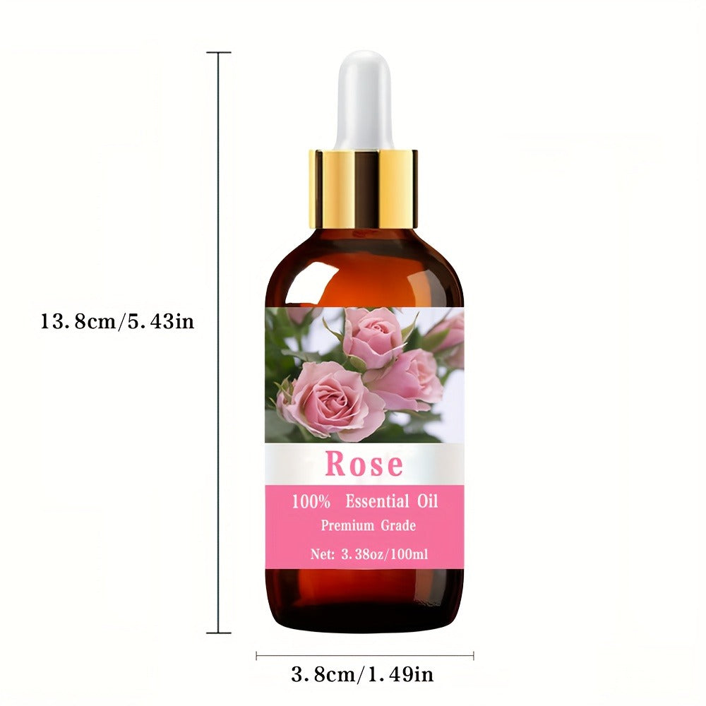 Essential Oil Rose 100ml Dropper Bottle with Floral Scent for Diffuser, Massage, Hair and Body Care — image 5
