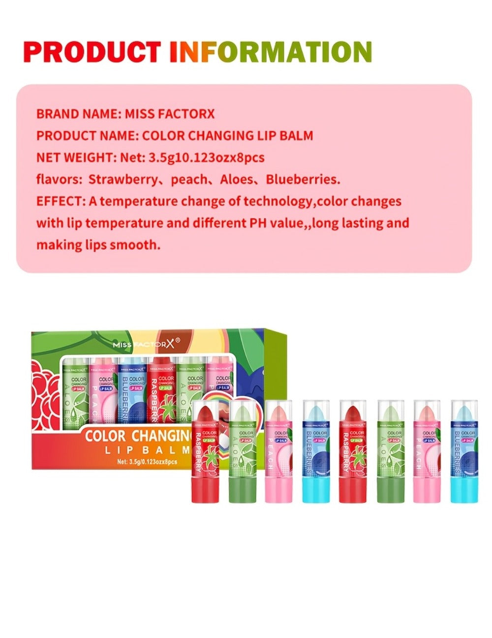 Color Changing Lipstick Set 8 Pcs, pH-Reactive Mood Lip Color, Wear, Anti-Transfer Formula — image 17