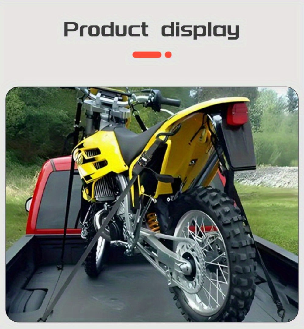 Ratchet Tie-Down Straps with Auto-Retract & Speed Control – Heavy-Duty Cargo Securing Kit with Hooks & Storage Bag | Motorcyc