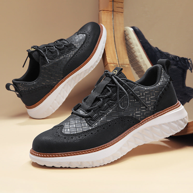 Breathable Woven-Texture Mens Sneakers