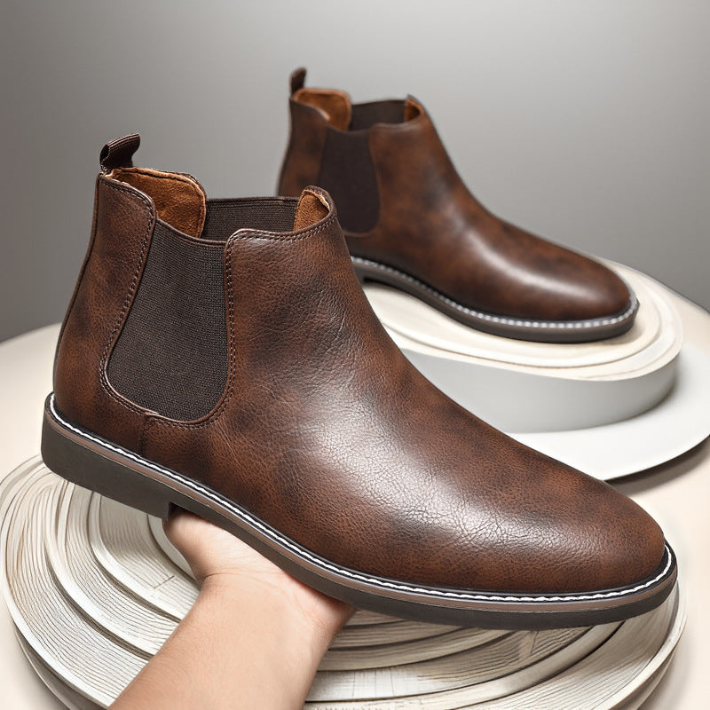 Youth Pointed Ankle Boots Large Size Men's Leather Boots