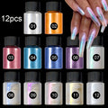 Aurora Nail Powder 12 Colors Chrome Pearl Glitter Neon Dust Holographic Iridescent Pigment Set for Chrome — image 8