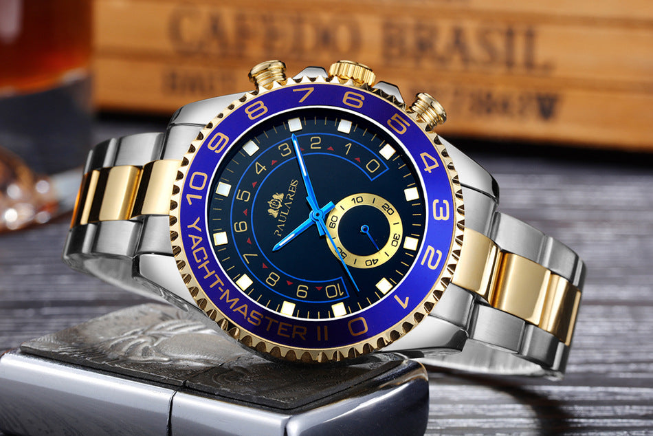 Automatic Mechanical Luminous Room Gold Steel Belt Men's Watch