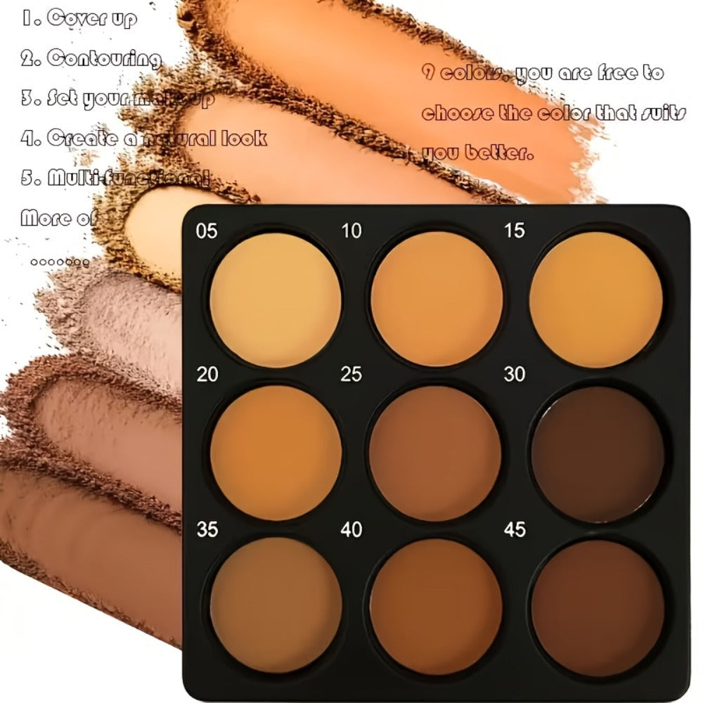 Matte Contour Palette 9 Colors Face Contouring Bronzer Kit Deep Brown Tones Buildable Blendable Multi-Use Professional Sculpt