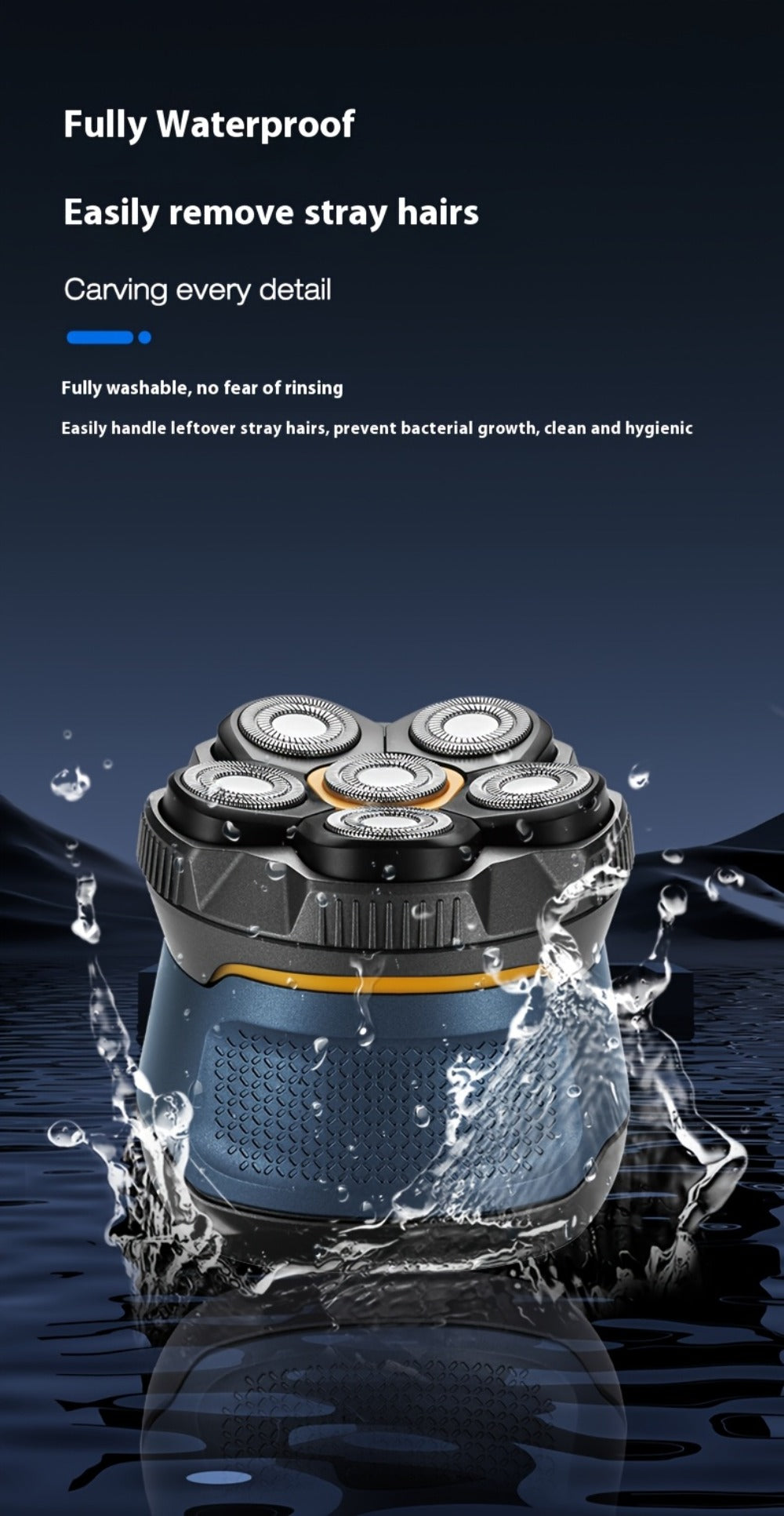 6D Floating Head Bald Head Shaver Self-Cut Electric Hair Clipper – 10W High Power 1400mAh USB-C Charging LED Display Two-Spee