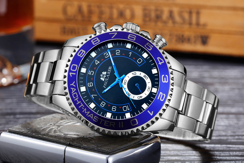 Automatic Mechanical Luminous Room Gold Steel Belt Men's Watch