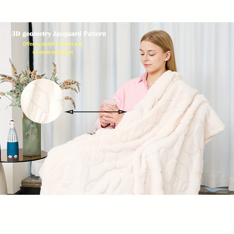 Raised Geometric Throw Blanket in White, Blue or Grey with 40 x 60, 60 x 80 and 80 x 90-Inch Size Options — image 23