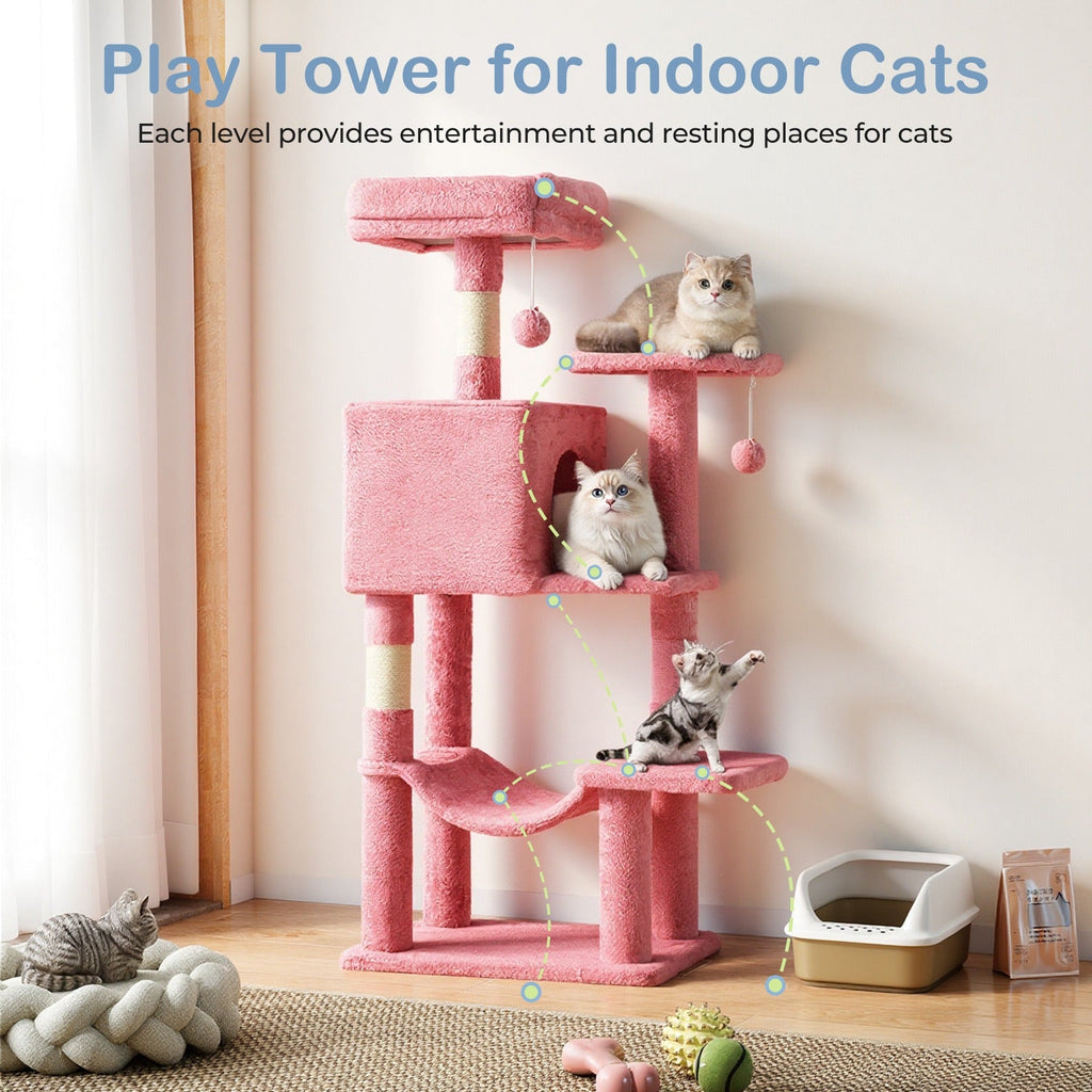 Multi-Level 44in Cat Tower with Enclosed Condo, Hammock, Round Platforms and Sisal-Wrapped Posts — image 3