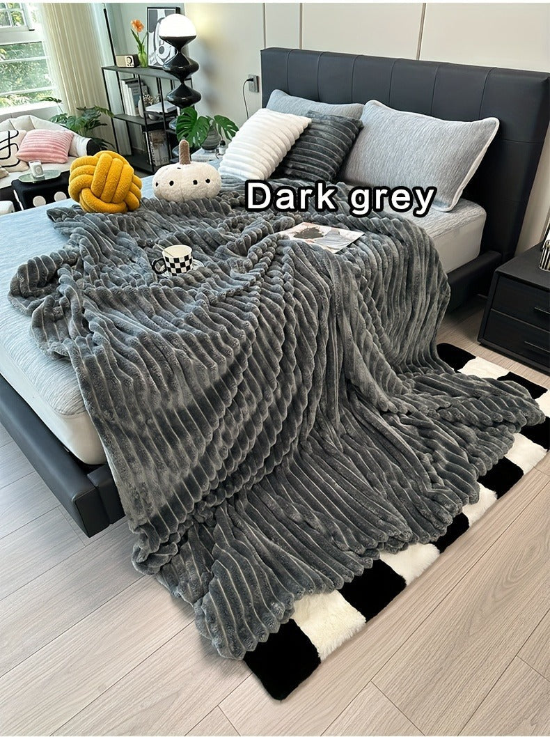 Fleece Blanket Double-Sided 3D Faux Rabbit Fur Throw – Ultra-Soft Thick 300-350g/m² for Home, Office, Travel & Camping — imag