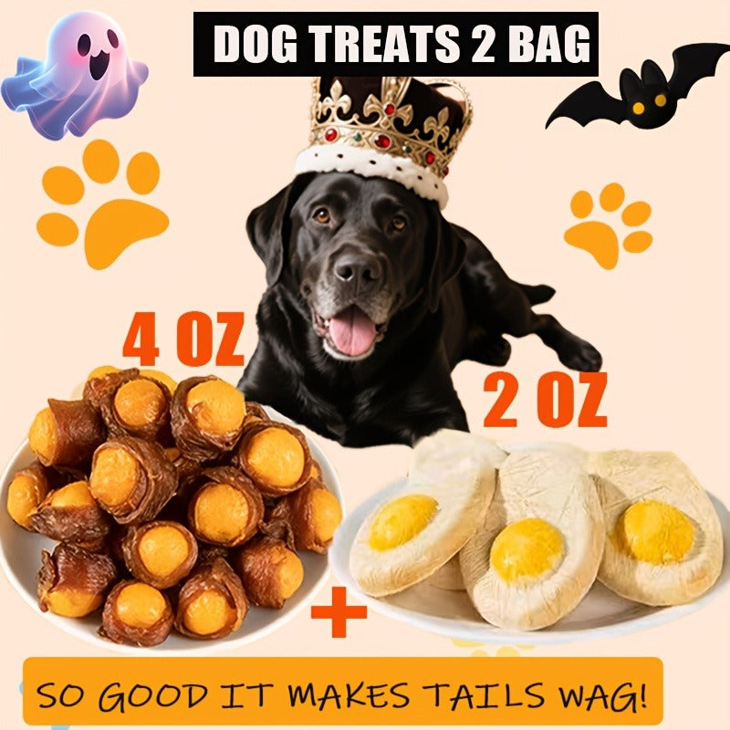 Dog Treats Chicken, Duck and Egg Yolk Assortment with Multi-Bag, 350g and 25 x 4g Options for Dog Reward Use — image 6