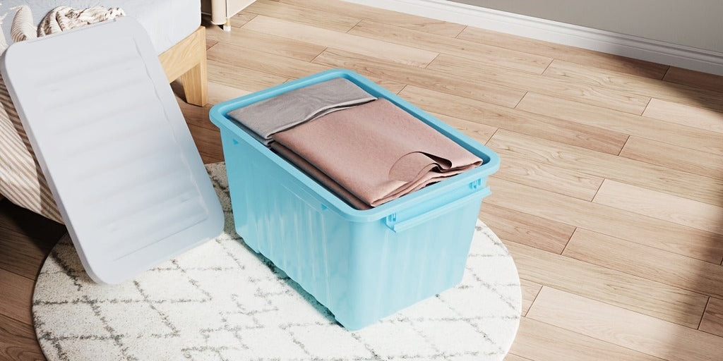 72QT or 97QT Stackable Storage Container Sets with Latching Lids in Clear, Pink/White or Gray/Yellow — image 19