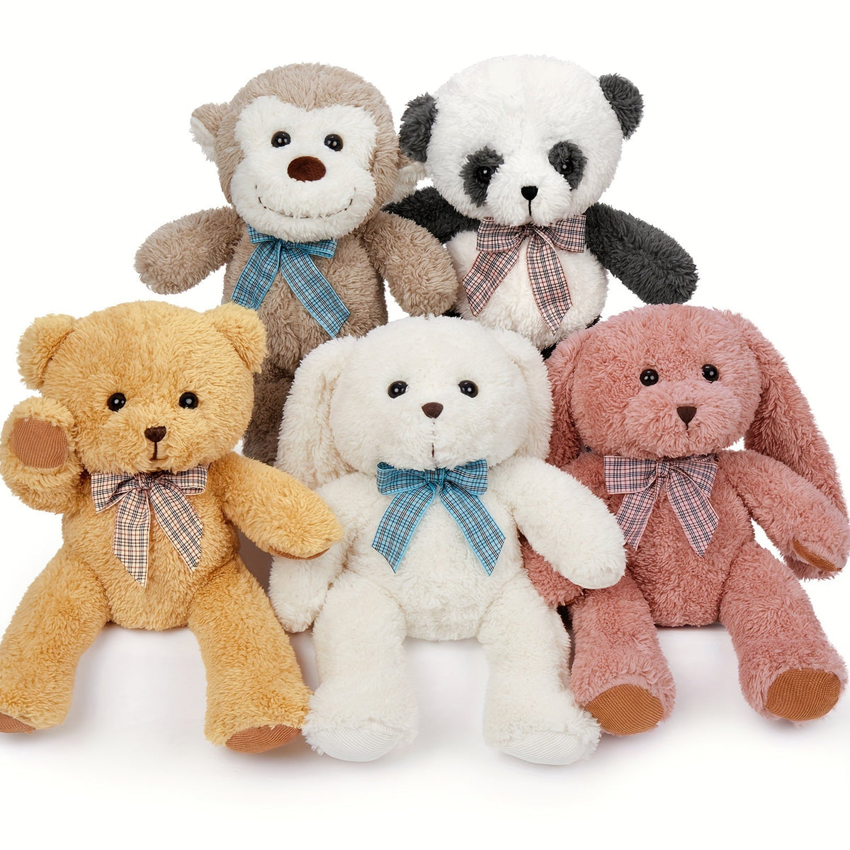 Stuffed Animal Five-Piece Bear, Monkey, Panda and Rabbit Set in 12.5-Inch Assorted Designs — image 10