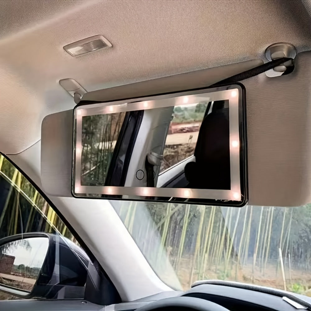 Car Visor Makeup Mirror LED Lighted USB Powered – Sun Visor Vanity Mirror with 3 Light Modes, Universal Fit for Cars Trucks S