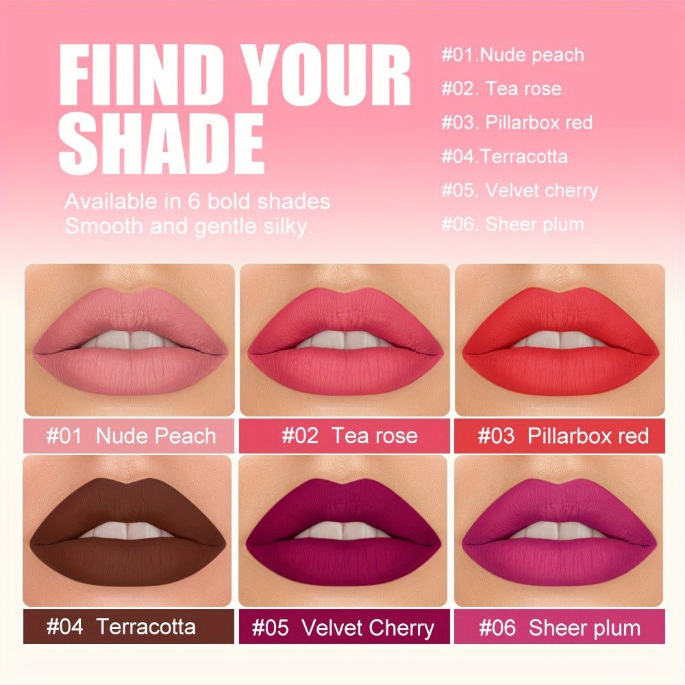 Lipstick Set, Mirsist 6-Piece Silky Matte Bullet Collection in Nude, Red, Brown, Berry and Plum Colors — image 10