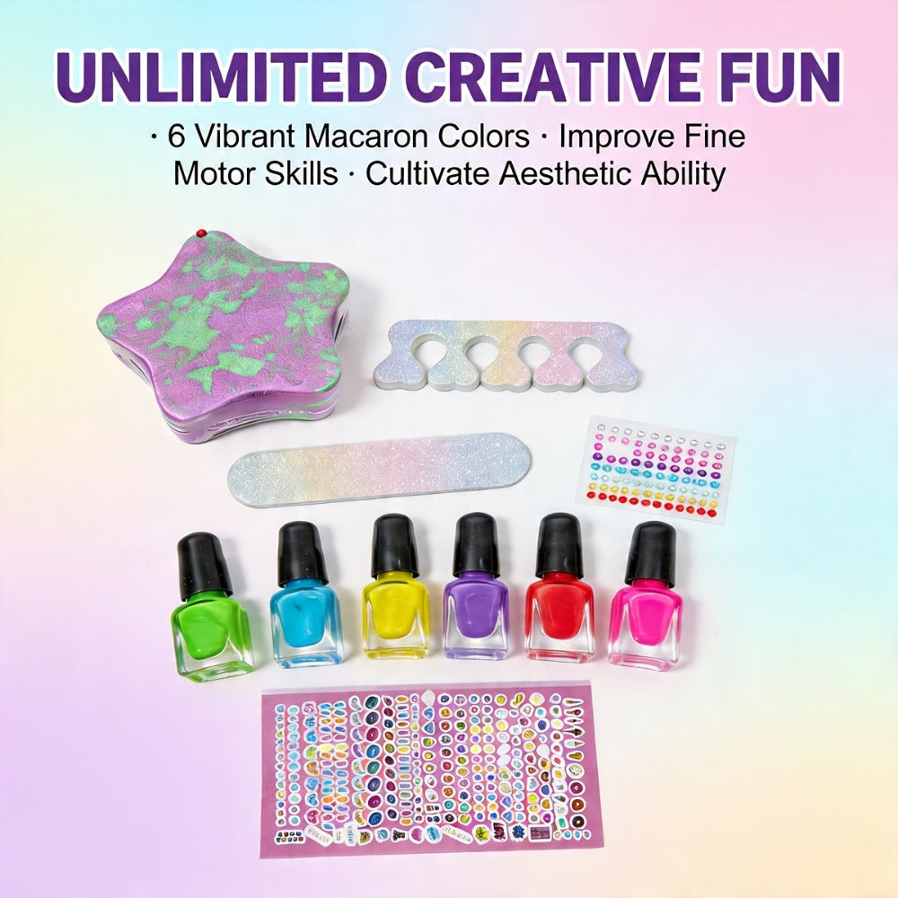 Pedicure Play Set for Girls 8+, 320+ Pieces Pretend Spa Kit with Colorful Nail Polishes & Stickers — image 3