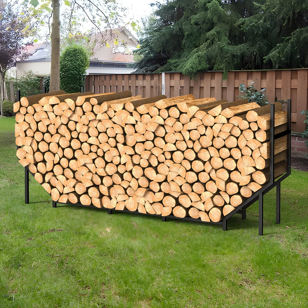 Firewood Rack | Heavy Duty Steel Indoor Outdoor Fireplace Patio Deck — image 2