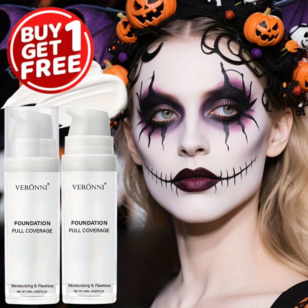 VERONNI White Matte Liquid Foundation Two-Bottle Set with Pump Dispensers and Full-Coverage Label — image 1