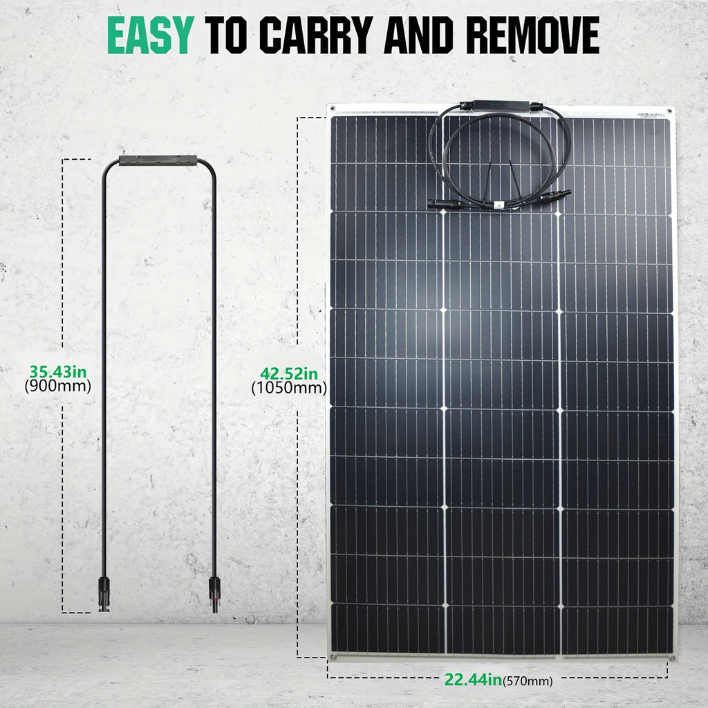 Flexible Solar Panel 125W 18V 18BB Monocrystalline Solar Cell Bendable 30 Degree Ultra-Thin for 12V for Garden, Patio and Yar