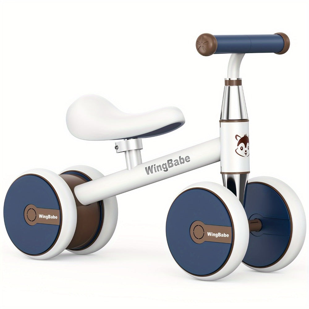 4 Wheel Balance Bike for Baby Toddlers 10-36 Months, First Bike with Adjustable Seat, 90° Steering Limit & Silent Anti-Slip T