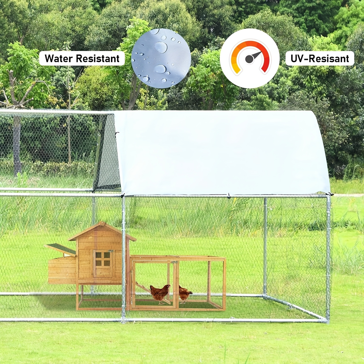 Metal Chicken Run Walk-in Poultry Enclosure with UV Protection - Dome Flat & Spire Roof Styles — image 15