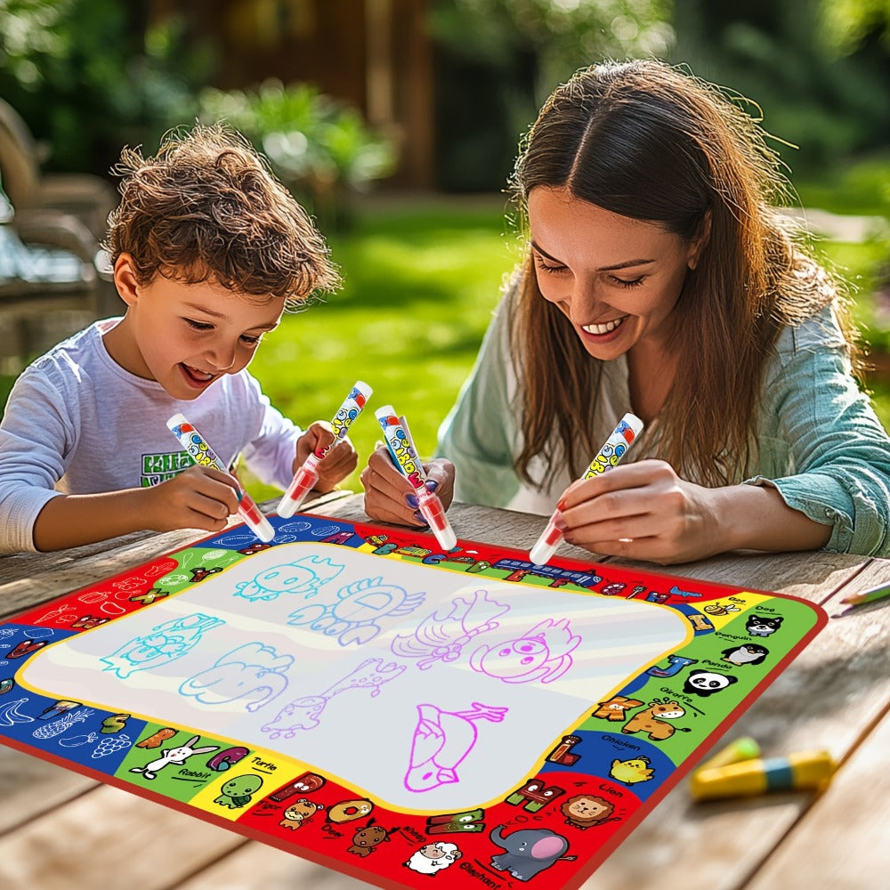 Reusable Water Doodle Mat for Kids with 2 Water Pens, Large Size Mess-Free Drawing Pad, Educational Art Toy — image 8