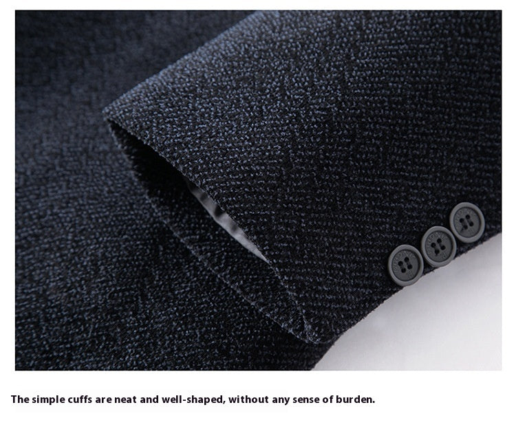 Temperament Lapel With Velvet Men's Woolen Coat