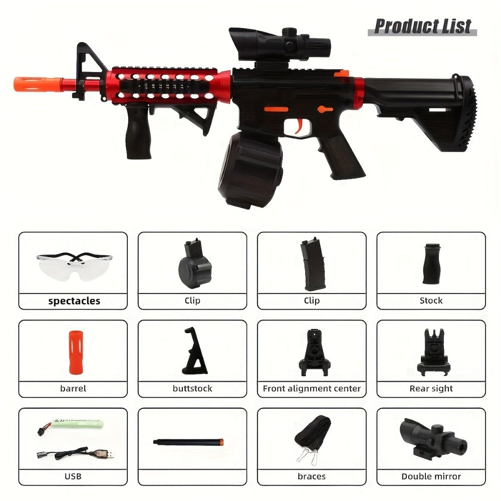 High-Performance Rechargeable Electric Splash Ball Toy Gun, USB Charge Portable Combat Outdoor Shooting Rifle for Kids Boys T