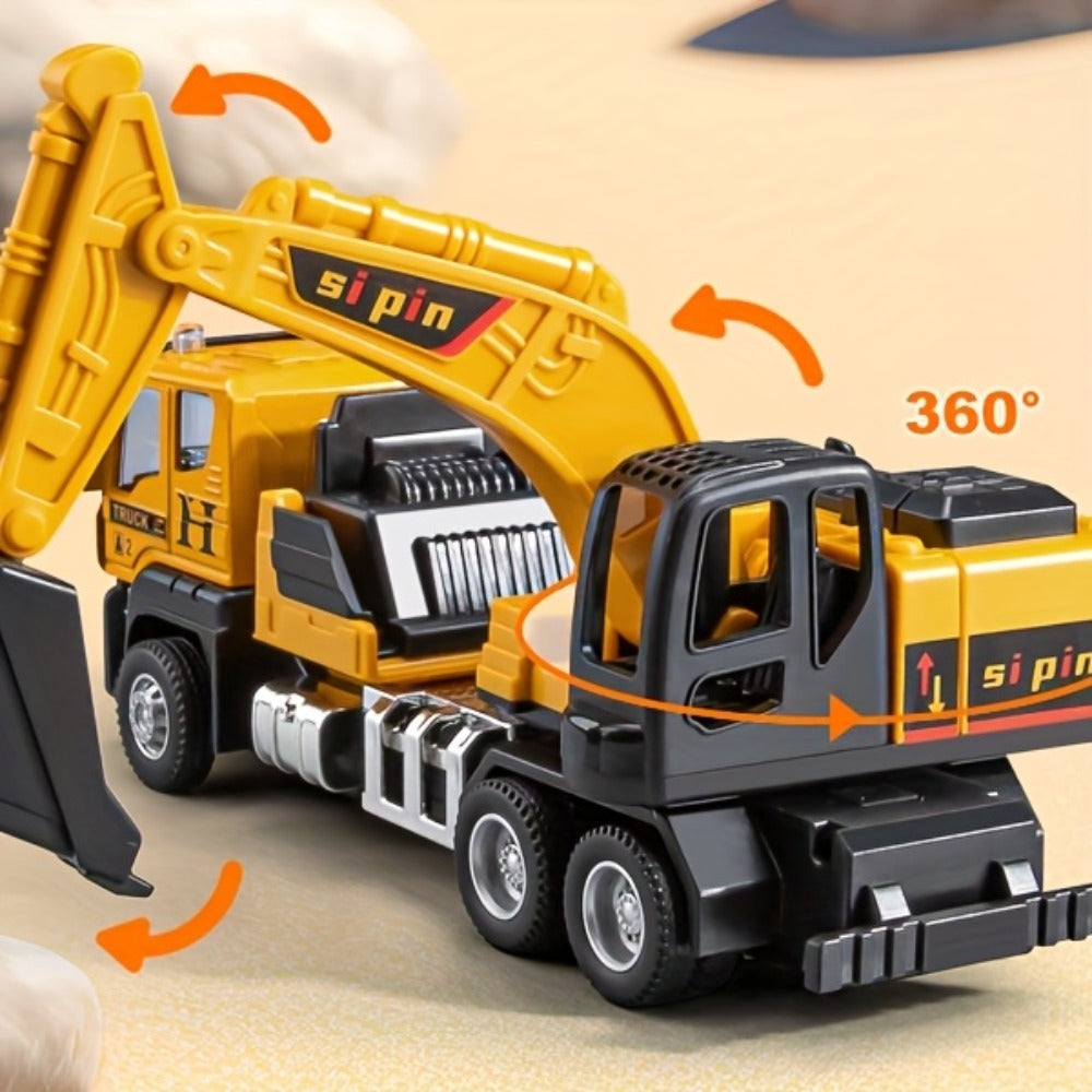 Die-Cast Construction Vehicle Toy Set, Mini Alloy Excavator, Dump Truck, Cement Mixer & Crane Trucks for Toddlers Boys Ages 3