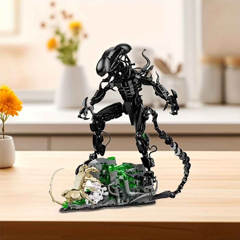 Building Block Set Alien Beast with 958 Pieces, Articulated Black Figure, Scene Base and Long Tail — image 7
